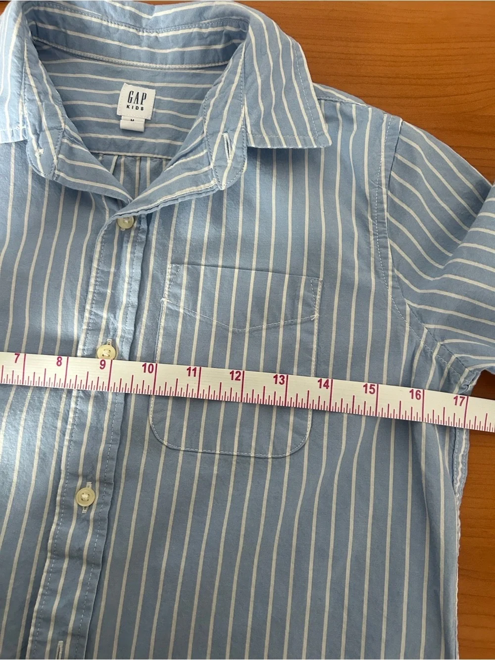 GAP Light Blue & White Stripe Short Sleeve Button-Down